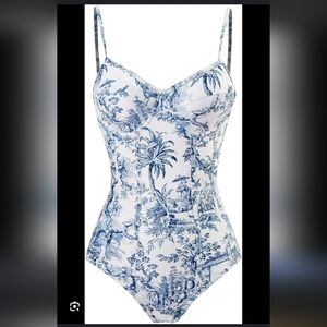 Blue and White Swimsuit